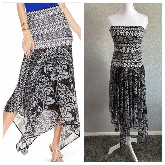 INC International Concepts Dresses & Skirts - INC Intl’ Concepts Black/White Asymmetrical convertible dress/skirt Maxi Skirt